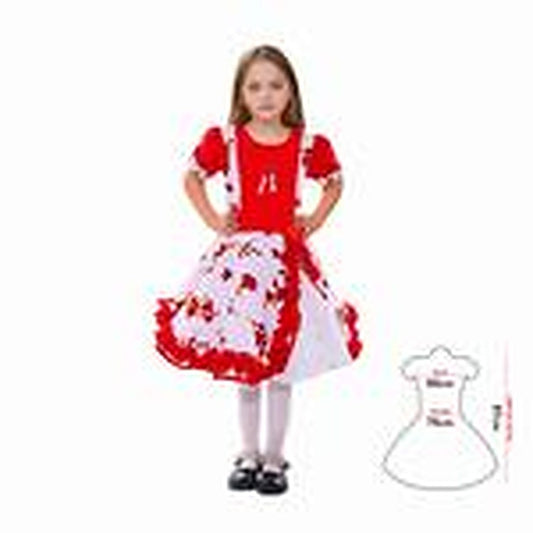 Vestido Huasa Chinita Floreado Rojo/Blanco 10-12