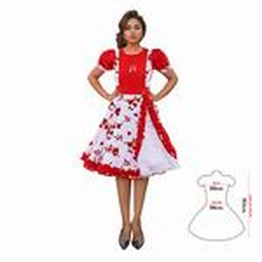 Vestido Huasa Chinita Floreado Rojo/Blanco L