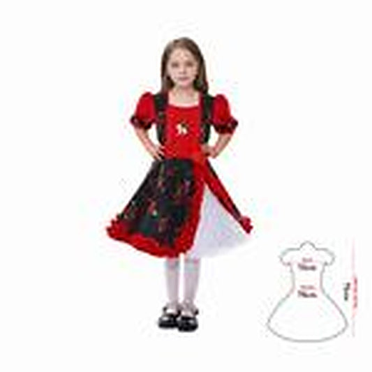 Vestido Huasa Chinita Floreado Fucsia/Negro 7-9