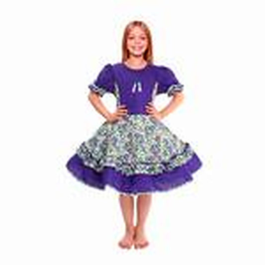 Vestido Huasa Chinita Floreado Lila 7-9