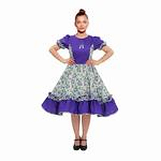 Vestido Huasa Chinita Floreado Lila S