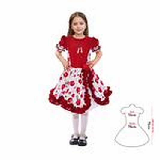 Vestido Huasa Chinita Floreado Burdeo/Blanco 7-9