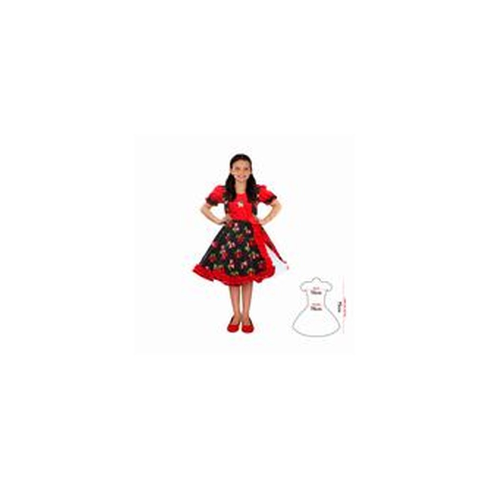 Vestido Huasa Chinita Copihue Rojo/Negro 7-9 | Don Cotillon