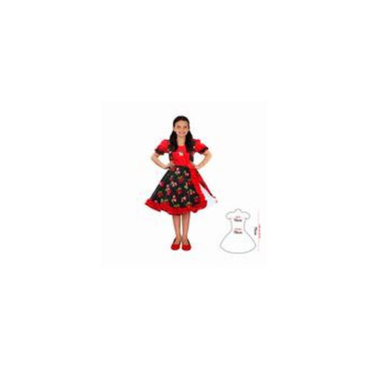 Vestido Huasa Chinita Copihue Rojo/Negro 7-9 | Don Cotillon
