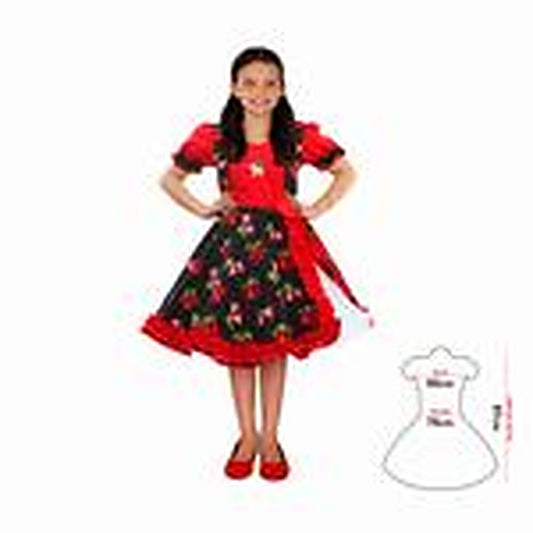 Vestido Huasa Chinita Copihue Rojo/Negro 10-12