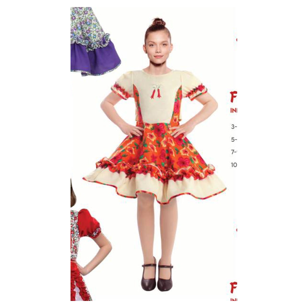 Vestido Huasa Chinita Floreado Rojo 10-12