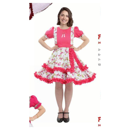 Vestido Huasa Chinita Floreado Fucisa/Blanco S