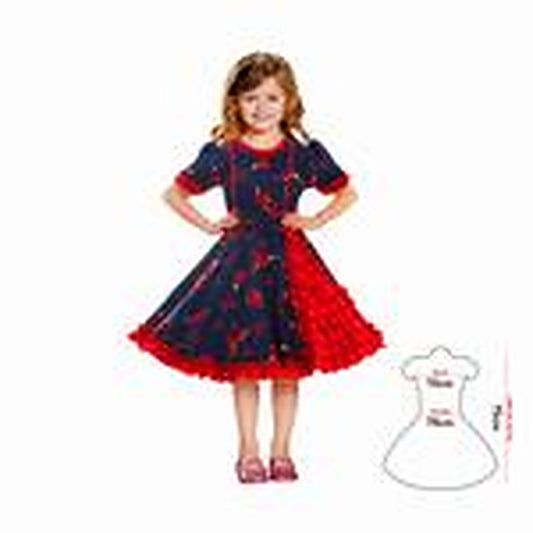 Vestido Huasa Chinita Floreado Azul/Fucsia 7-9