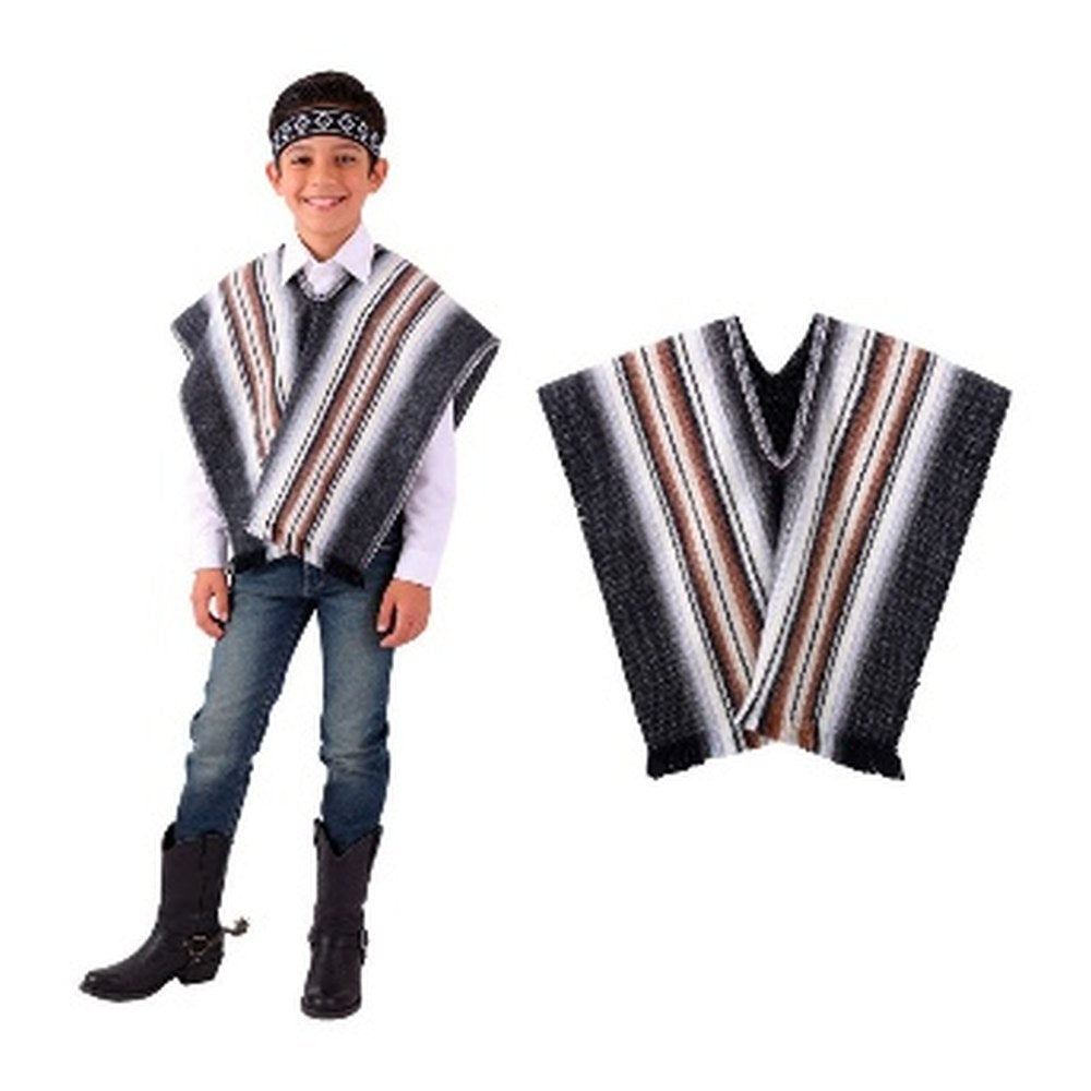 Set Poncho + Cintillo Artesano 92X55Cm Negro X1Uni | Don Cotillon
