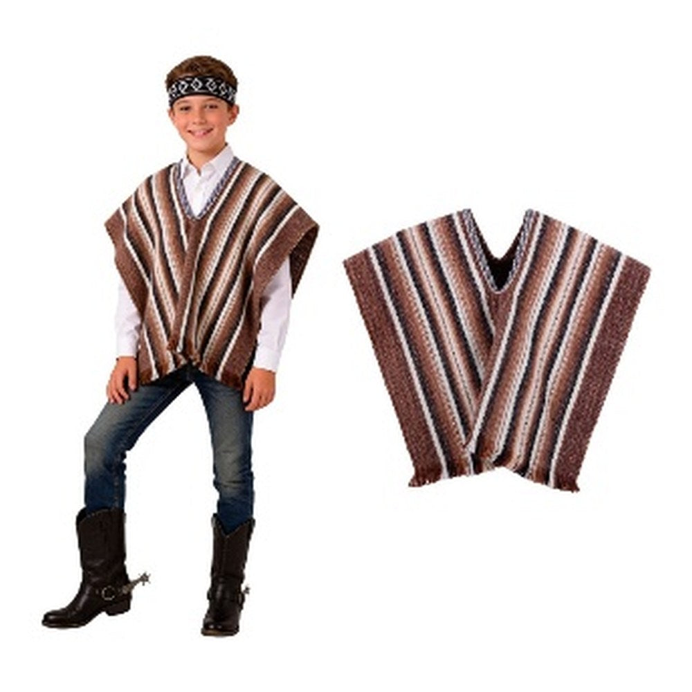 Set Poncho + Cintillo Artesano 92X55Cm Cafe X1Uni | Don Cotillon