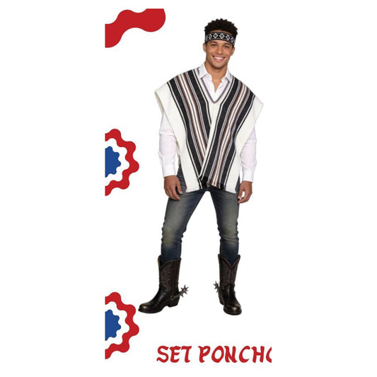 Set Poncho + Cintillo Artesano 92X55Cm Blanco X1Uni