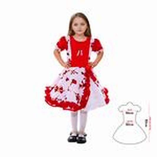 Vestido Huasa Chinita Floreado Rojo/Blanco 13-14