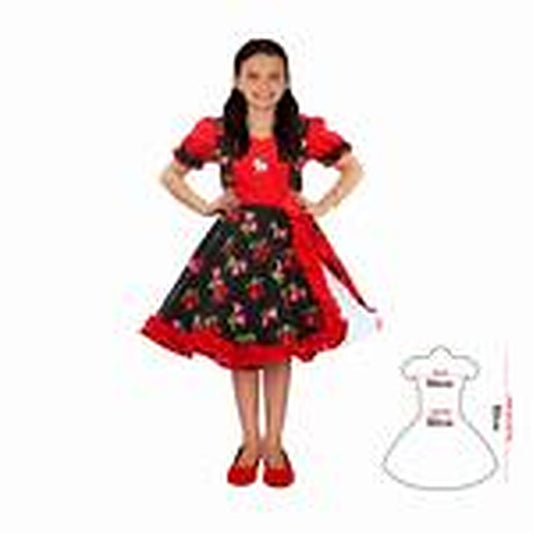 Vestido Huasa Chinita Copihue Rojo/Negro 13-14