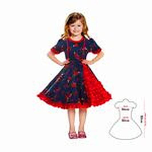 Vestido Huasa Chinita Floreado Azul/Fucsia 13-14