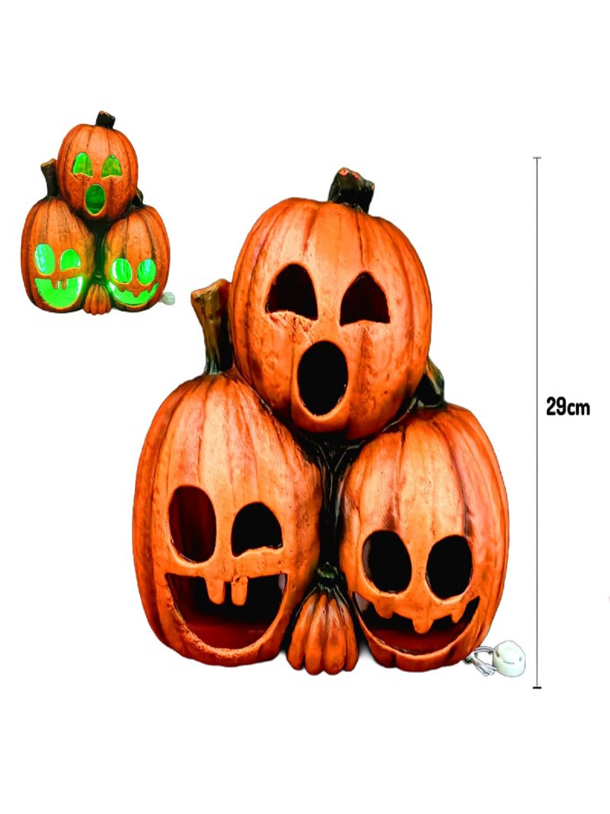 Calabaza Triple LED 29 cm - Don Cotillón