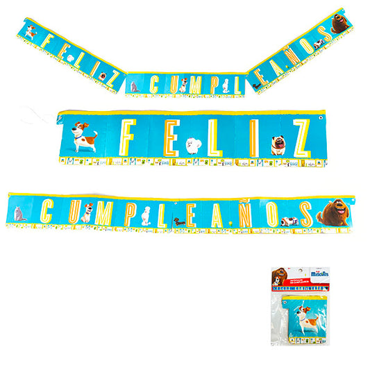 Banderin Feliz Cumpleaños, Mascotas. - Decoración
