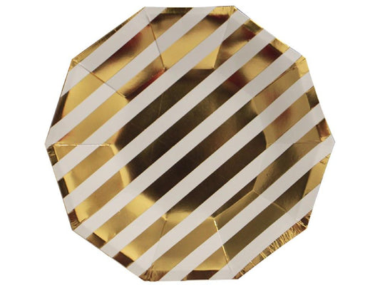 Plato Hexagonal Rayas 17 Cm X 10 Dorado - Airy - Carnaval Online