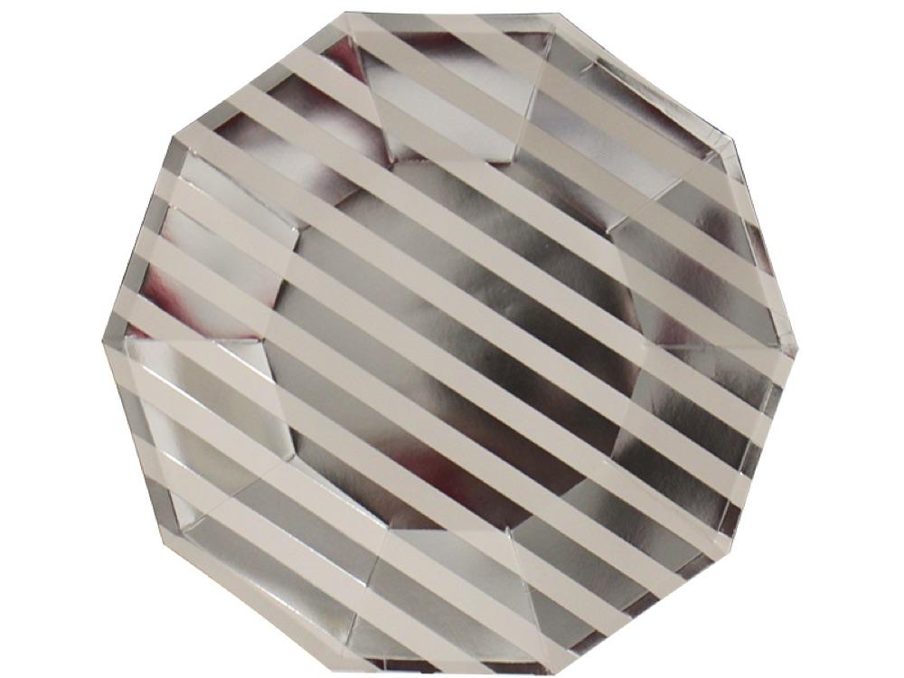 Plato Hexagonal Rayas 22 Cm X 10 Plateado - Airy - Carnaval Online