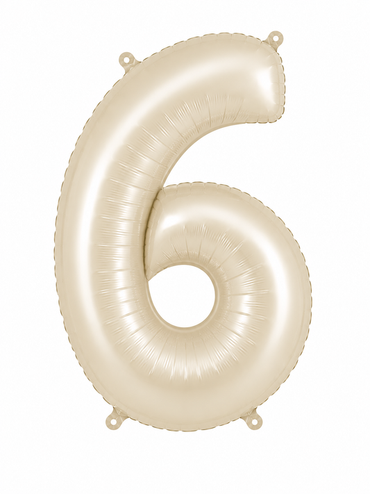 NUMERO DE GLOBO 6 BEIGE 32"