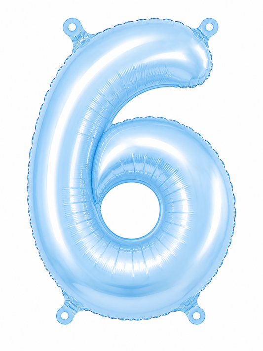 NUMERO DE GLOBO 6 CELESTE 32"