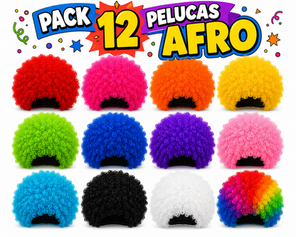 PACK 12 PELUCAS AFRO COLORES SURTIDOS