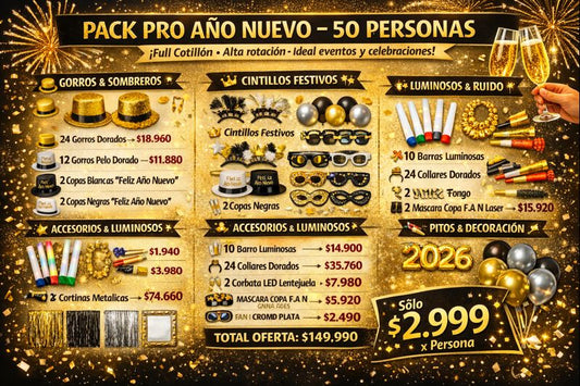 PACK DON COTILLON PRO AÑO NUEVO 50 PERSONAS