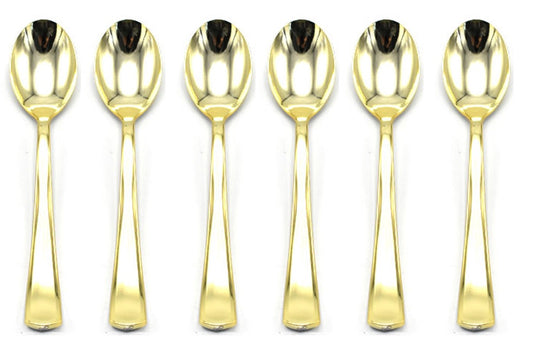 Set 6 cucharas plasticas metalizadas dorada