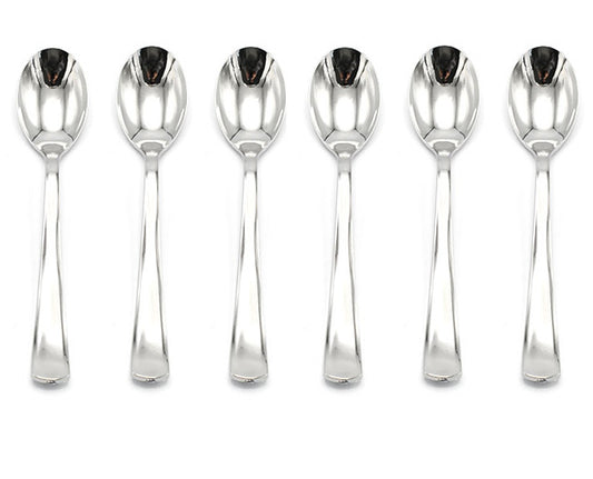 Set 6 cucharas plasticas metalizadas plateada