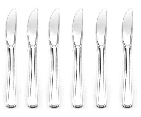Set 6 cuchillos plasticos plateado