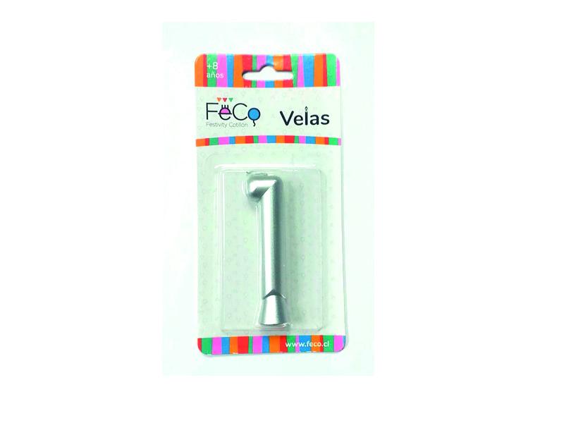 Vela Numeral Plateado Nº 1