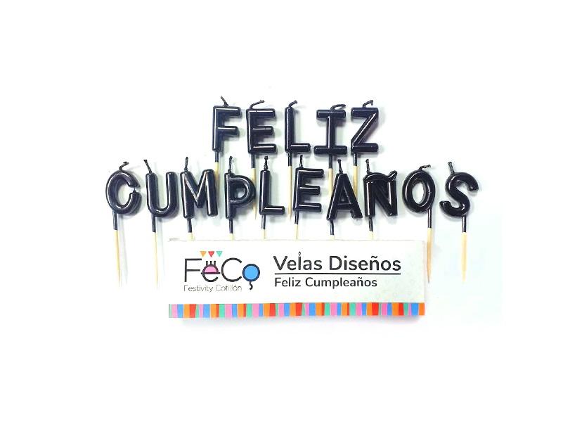 Vela Feliz Cumpleaños Negro X1
