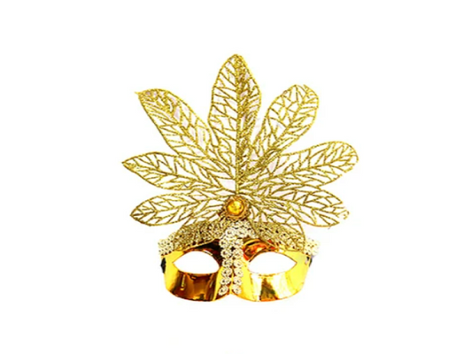 Antifaz De Flor 16X27Cm - Dorado