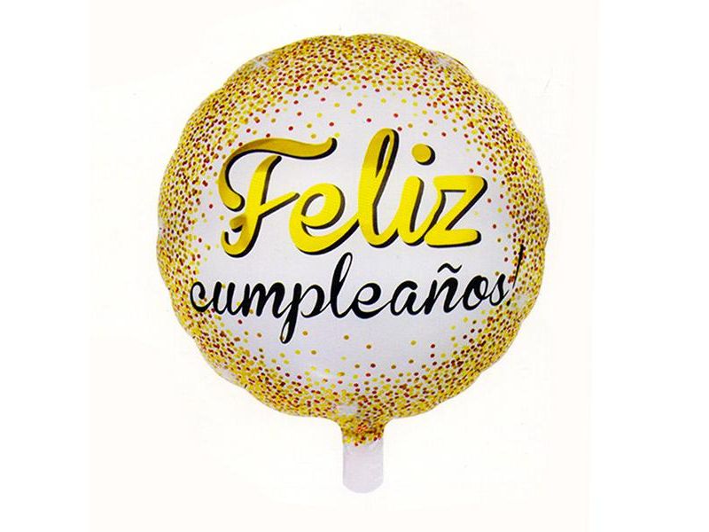 Globo Metálico Redondo F.C Golden Blanco - Globos