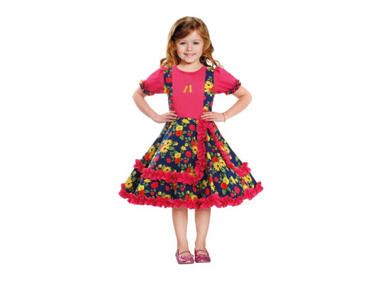 Vestido Huasa Chinita Floreado Fucsia