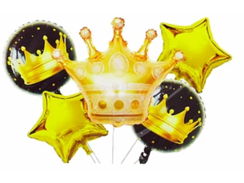 Set De Globos Corona Y Estrellas 5Pcs - Globos