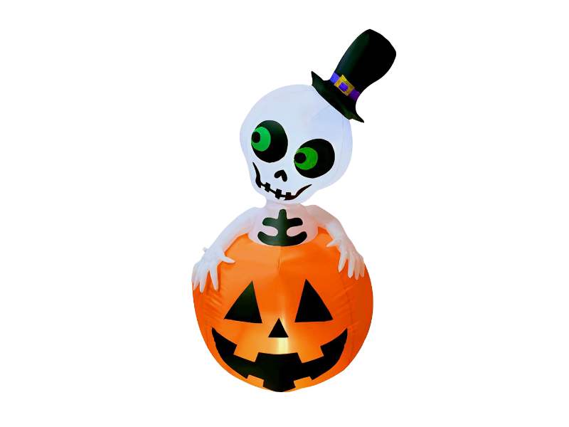 Deco Inflable Halloween Calabaza Esqueleto Led 150Cm