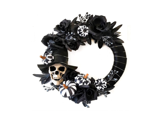 Deco Puerta Halloween Floreado Calavera