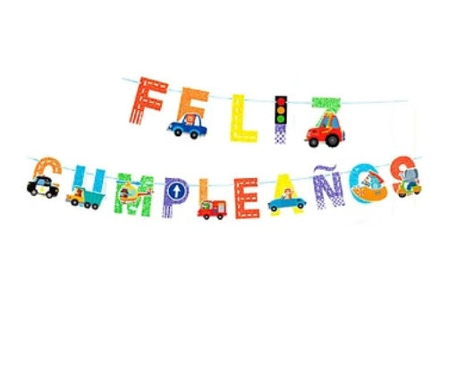 Guirnalda feliz cumpleaños vehiculos