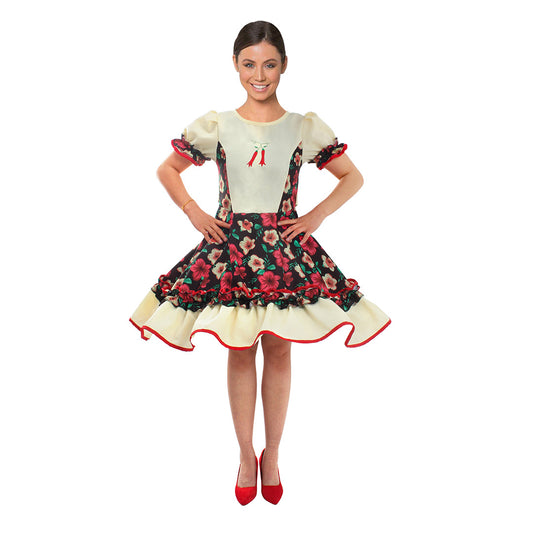 Vestido de huasa chinita floreado talla L