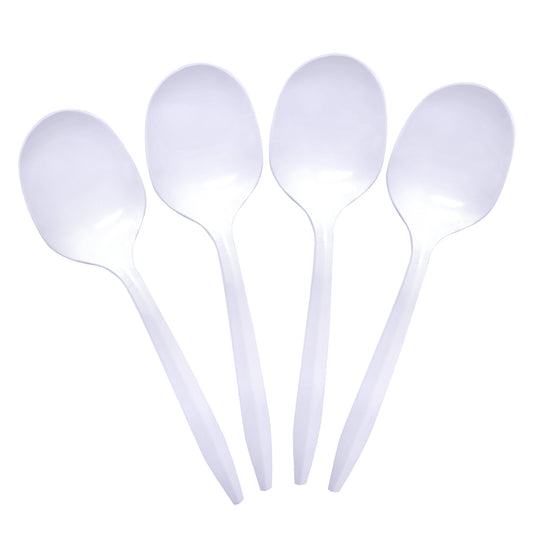 Cuchara plastica blanca, paquete de 100 unidades