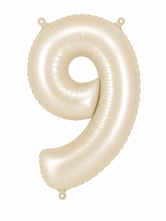 NUMERO DE GLOBO 9 BEIGE 32"
