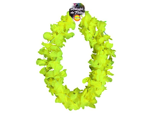 Collar Hawaiano Flores Fluor - 6 Unidades