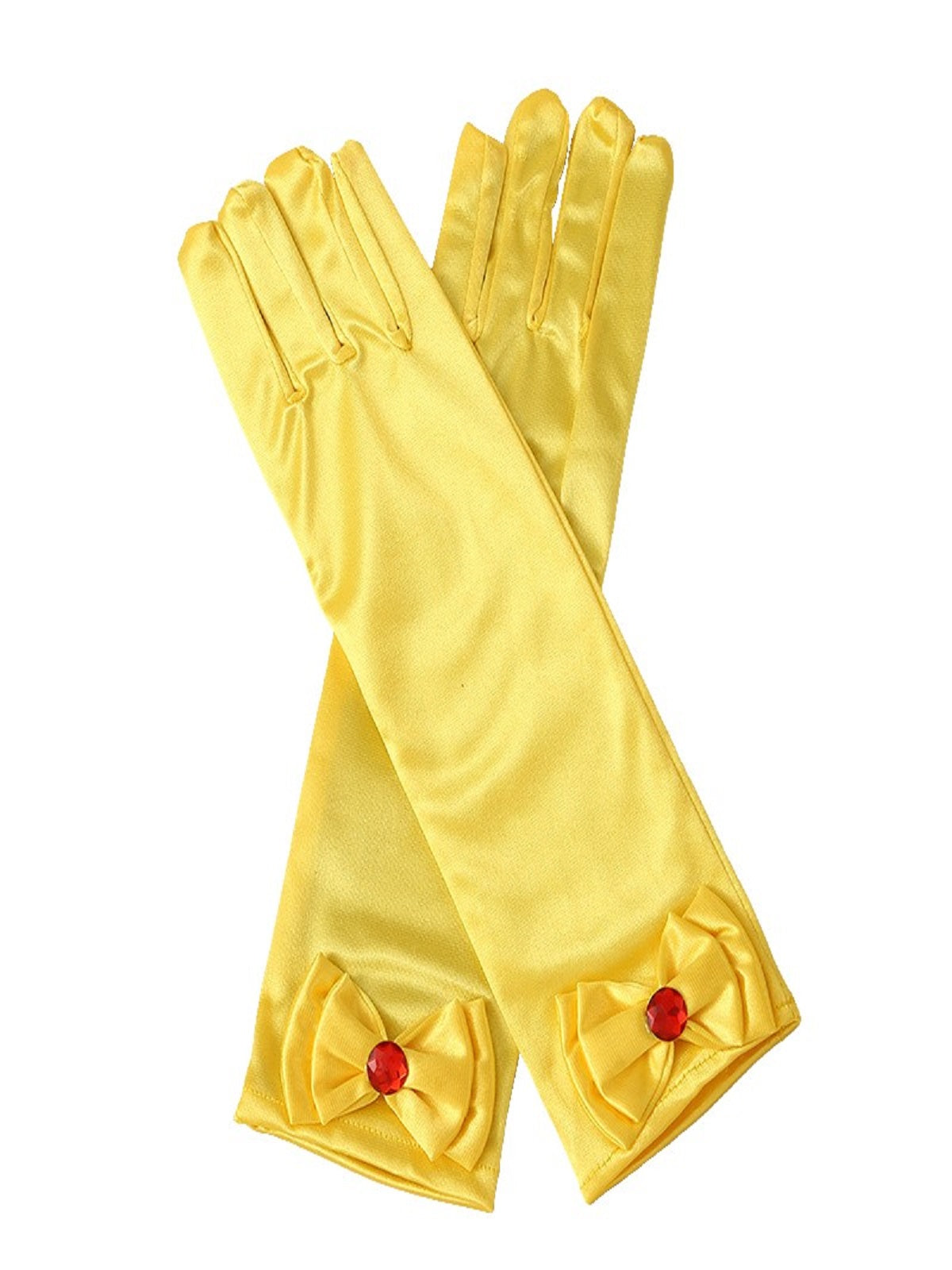 Guante Liso Elasticado 30 cm Amarillo (par) - Don Cotillón