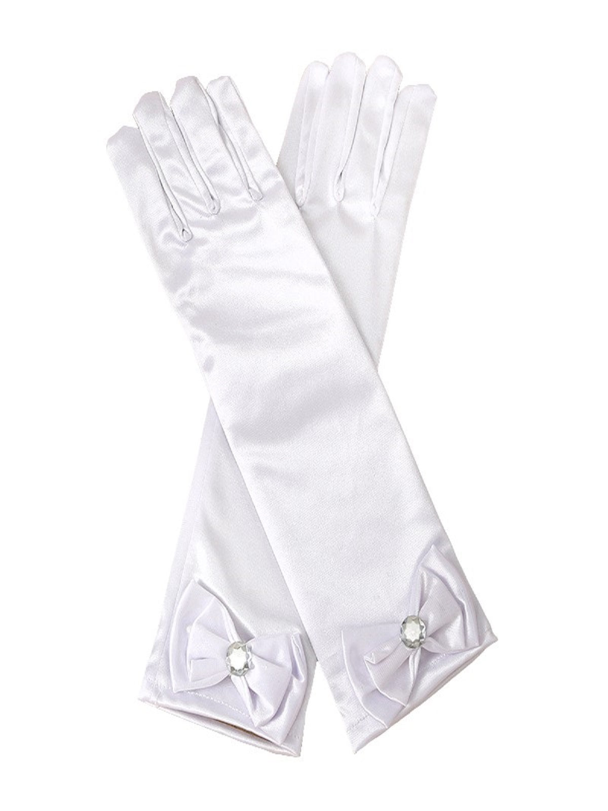 Guante Liso Elasticado 30 cm Blanco (par) - Don Cotillón
