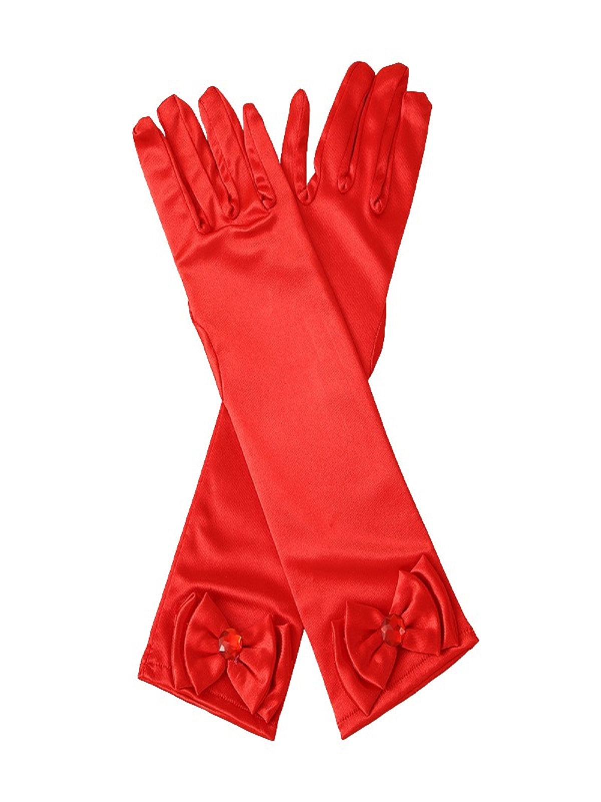 Guante Liso Elasticado 30 cm Rojo (par) - Don Cotillón