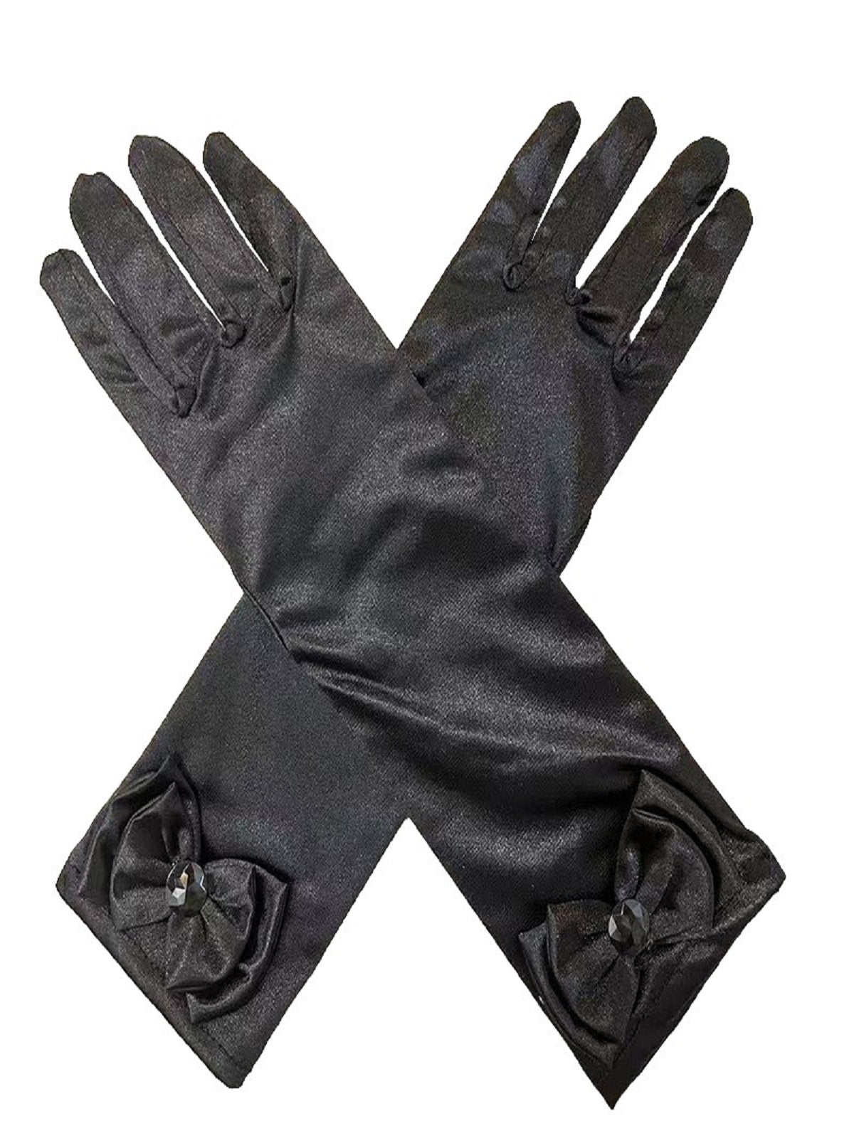 Guante Liso Elasticado 30 cm Negro (par) - Don Cotillón