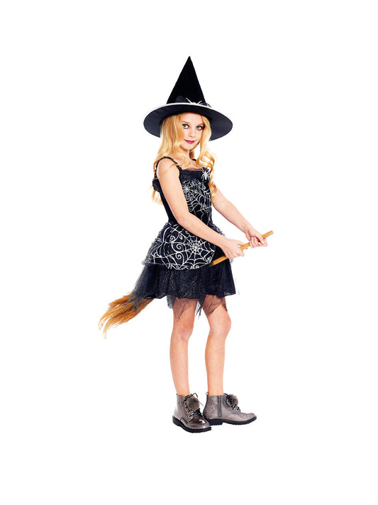 Traje Bruja Spiderweb Negro 3-4 - Don Cotillón
