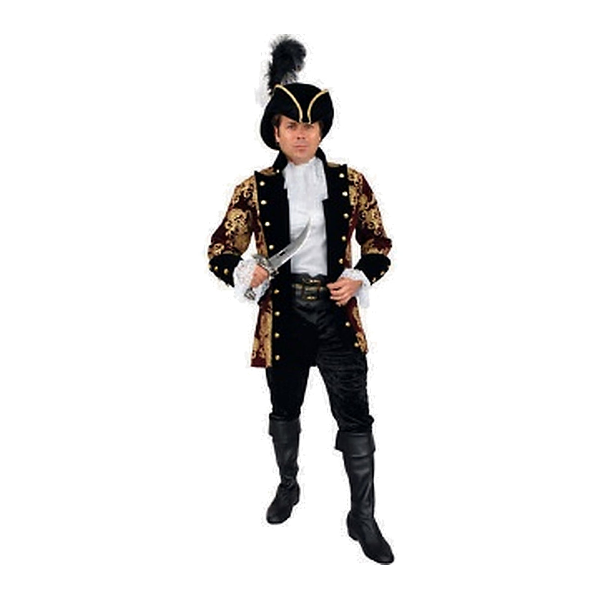 Disfraz Capitán Pirata Burdeos Hombre Talla Grande