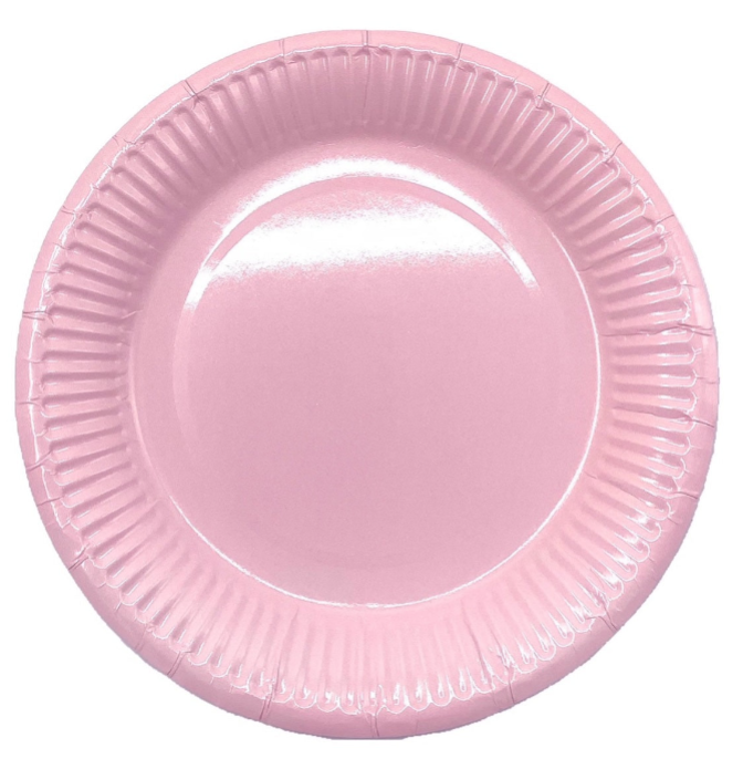 PLATO DE CARTON ROSADO PASTEL X10