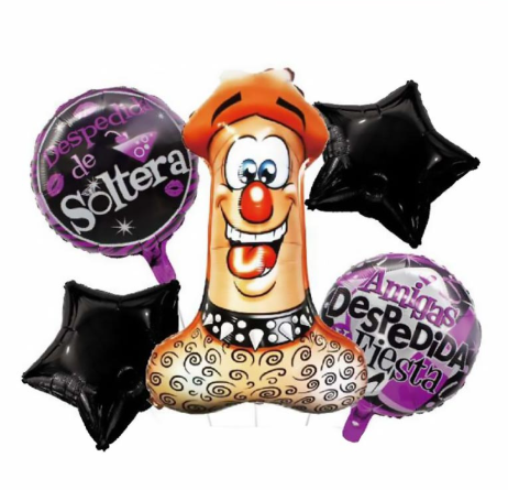 GLOBO MYLAR DE SOLTERA X5 PENE ROCKERO